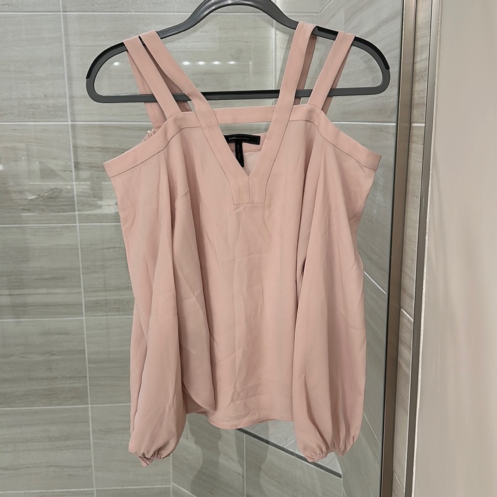 BCBG long sleeve, open shoulder top - size XXS